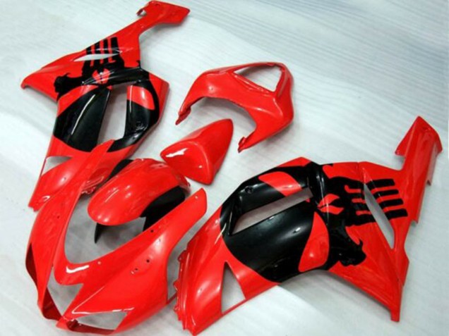 2007-2008 Kawasaki ZX6R Motorcycle Fairings - Red Black Skull Canada for Sale