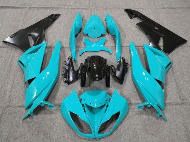 2007-2008 Kawasaki ZX6R Motorcycle Fairings - Turquoise Blue Black Matte Black Canada for Sale