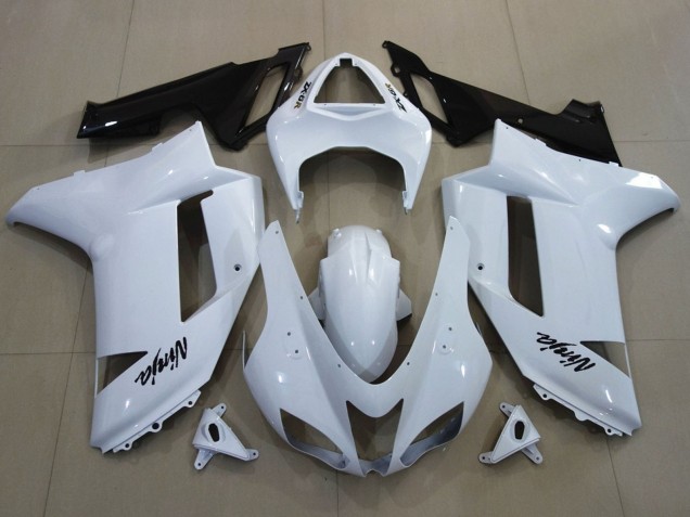 2007-2008 Kawasaki ZX6R Motorcycle Fairings - White Black Canada for Sale