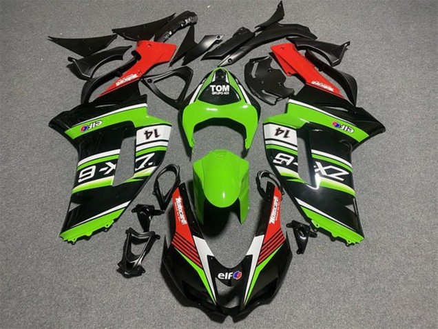 2007-2008 Kawasaki ZX6R Motorcycle Fairings - Black Green White Red Canada for Sale