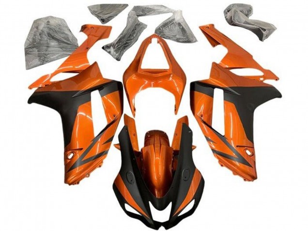 2007-2008 Kawasaki ZX6R Motorcycle Fairings - Orange Matte Black Canada for Sale