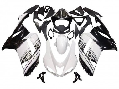 2007-2008 Kawasaki ZX6R Motorcycle Fairings - White Black Silver Stripe Canada for Sale