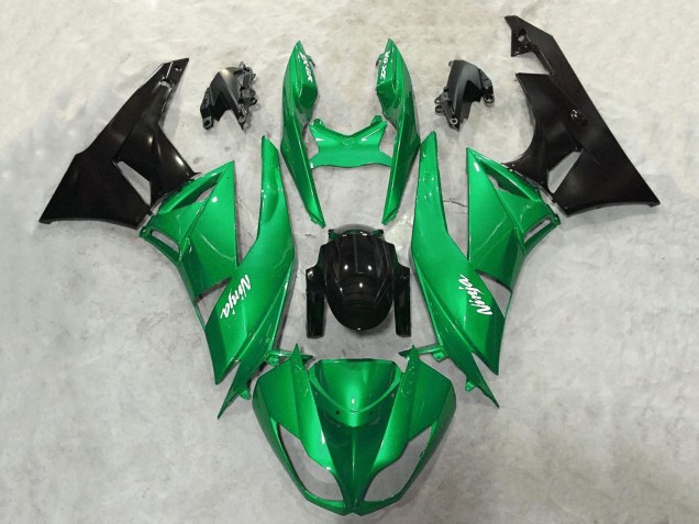 2009-2012 Kawasaki ZX6R Motorcycle Fairings - Green Glossy Black White Ninja Canada for Sale