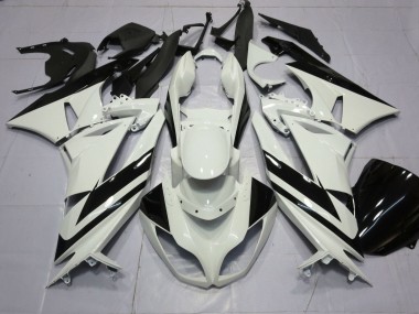 2009-2012 Kawasaki ZX6R Motorcycle Fairings - White Glossy Black Stripe Canada for Sale