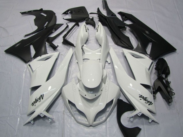 2009-2012 Kawasaki ZX6R Motorcycle Fairings - White Matte Black Canada for Sale