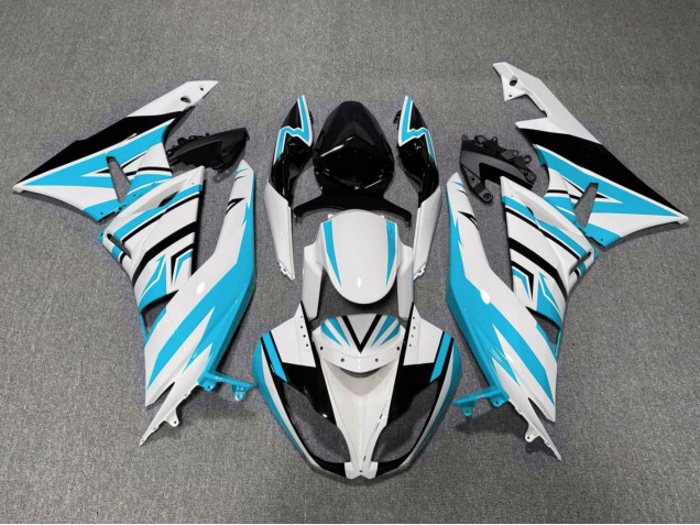 2009-2012 Kawasaki ZX6R Motorcycle Fairings - White Light Blue Black Canada for Sale