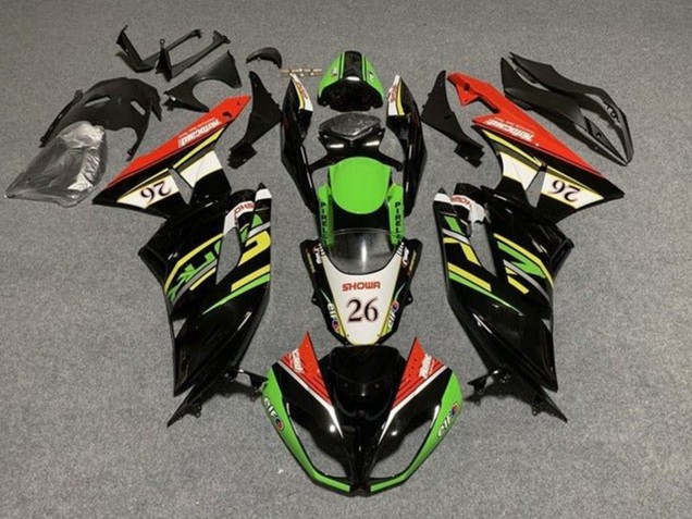 2009-2012 Kawasaki ZX6R Motorcycle Fairings - Green Glossy Black White Red Showr 26 Canada for Sale