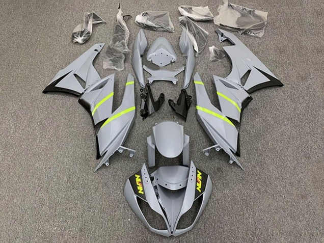 2009-2012 Kawasaki ZX6R Motorcycle Fairings - Grey Yellow Stripe Canada for Sale