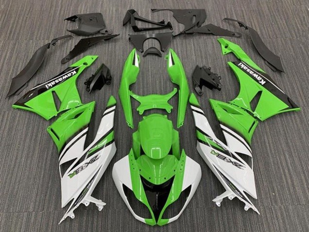 2009-2012 Kawasaki ZX6R Motorcycle Fairings - Green White Black Stripe Canada for Sale
