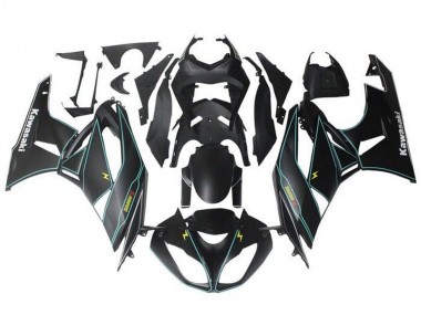 2009-2012 Kawasaki ZX6R Motorcycle Fairings - Matte Black Blue Yellow Stripe Canada for Sale