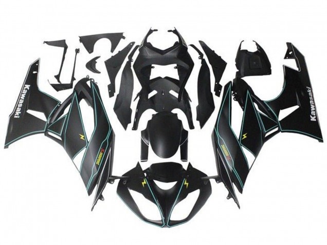 2009-2012 Kawasaki ZX6R Motorcycle Fairings - Matte Black Blue Yellow Stripe Canada for Sale