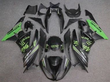 2009-2012 Kawasaki ZX6R Motorcycle Fairings - Matte Black Green Monster Canada for Sale