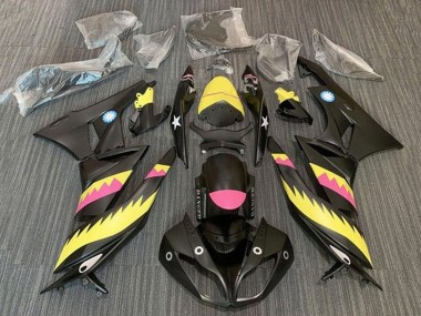 2009-2012 Kawasaki ZX6R Motorcycle Fairings - Yellow Pink Matte Black Shark Canada for Sale