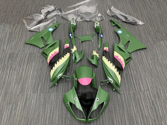 2009-2012 Kawasaki ZX6R Motorcycle Fairings - Yellow Pink Matte Green Shark Canada for Sale