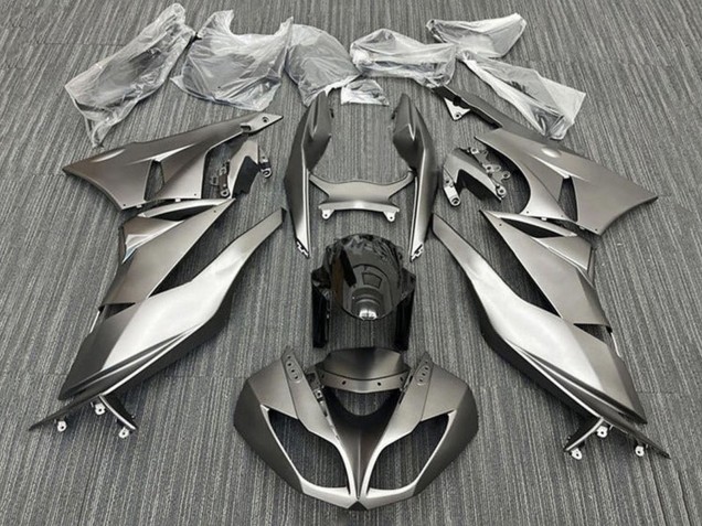 2009-2012 Kawasaki ZX6R Motorcycle Fairings - Matte Silver Black Canada for Sale