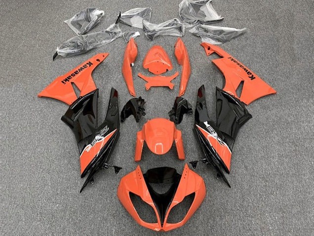 2009-2012 Kawasaki ZX6R Motorcycle Fairing - Orange Glossy Black Canada for Sale