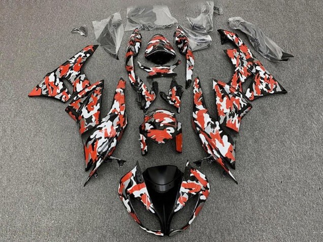 2009-2012 Kawasaki ZX6R Motorcycle Fairings - Red White Black Camouflage Canada for Sale