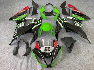 2013-2018 Kawasaki ZX6R Motorcycle Fairings - Green White Black Red Elf 66 Canada for Sale