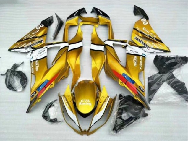 2013-2018 Kawasaki ZX6R Motorcycle Fairings - Gold White Black Canada for Sale