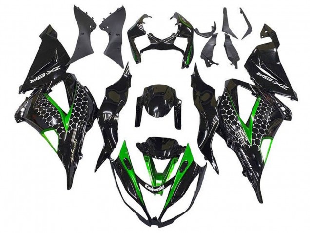 2013-2018 Kawasaki ZX6R Motorcycle Fairings - Glossy Black Green White Honeycomb Canada for Sale