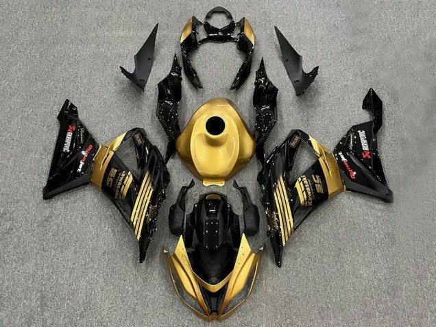2013-2018 Kawasaki ZX6R Motorcycle Fairings - Gold Glossy Black Canada for Sale