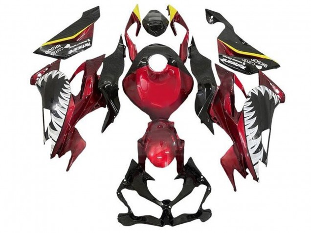 2019-2022 Kawasaki ZX6R Motorcycle Fairings - Candy Red Yellow White Shark Canada for Sale
