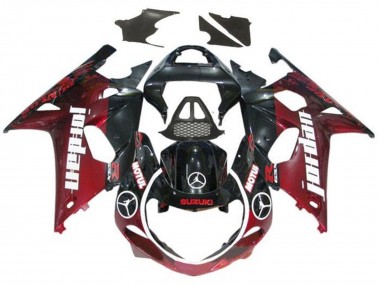 2000-2002 Suzuki GSXR1000 Motorcycle Fairings - Glossy Black Dark Red Jordan Canada for Sale
