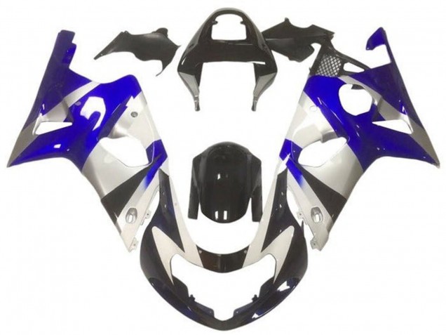 2000-2002 Suzuki GSXR1000 Motorcycle Fairings - Silver Blue Glossy Black Canada for Sale