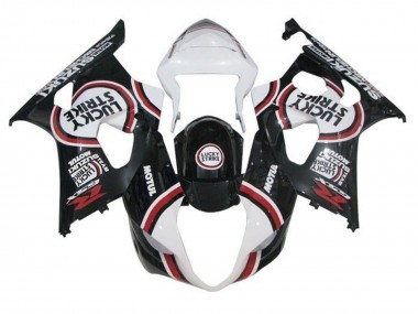 2003-2004 Suzuki GSXR 1000 Motorcycle Fairings - White Black Red Lucky Strike Canada for Sale