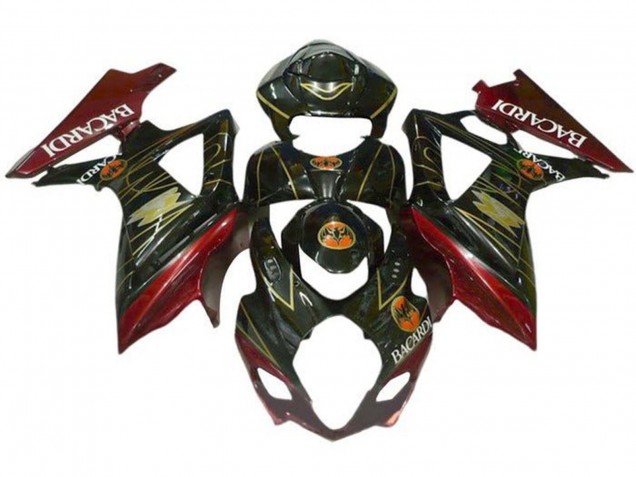 2005-2006 Suzuki GSXR 1000 Motorcycle Fairings - Black Red Gold BACARDI Canada for Sale