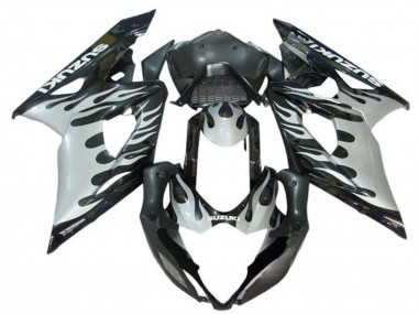 2005-2006 Suzuki GSXR 1000 Motorcycle Fairings - Black White Flame Canada for Sale