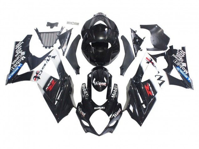 2005-2006 Suzuki GSXR 1000 Motorcycle Fairings - Glossy Black White West Canada for Sale