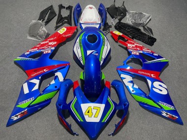 2005-2006 Suzuki GSXR 1000 Motorcycle Fairings - Blue Green White Red 47 Racing Canada for Sale