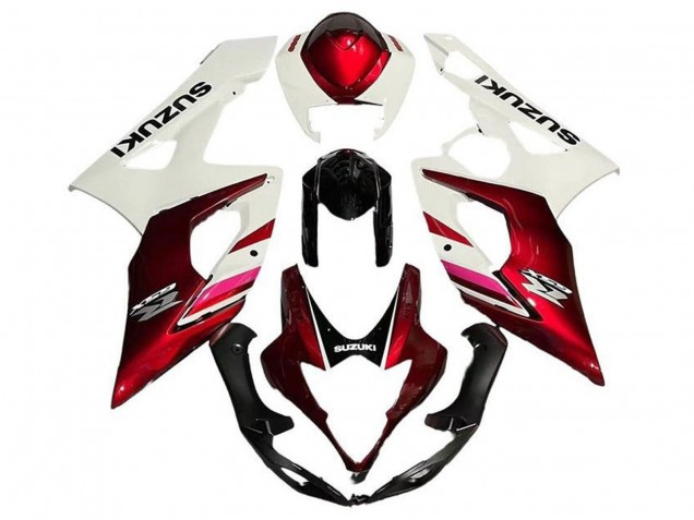 2005-2006 Suzuki GSXR 1000 Motorcycle Fairings - White Candy Red Black Canada for Sale
