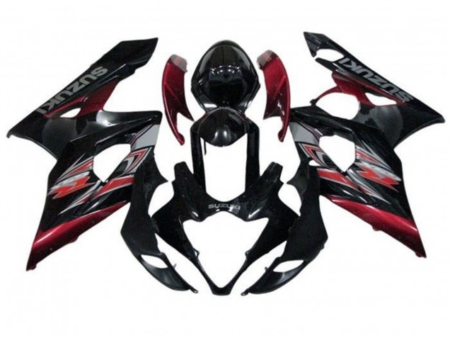 2005-2006 Suzuki GSXR 1000 Motorcycle Fairings - Glossy Black Red Silver Canada for Sale
