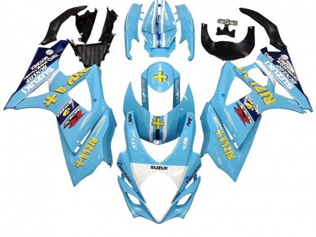 2005-2006 Suzuki GSXR 1000 Motorcycle Fairings - Light Blue Yellow Black Rizla Canada for Sale