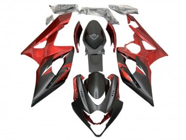 2005-2006 Suzuki GSXR 1000 Motorcycle Fairings - Candy Red Matte Black Canada for Sale