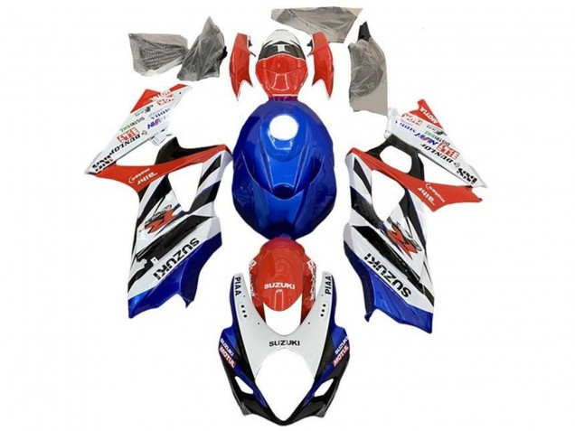 2005-2006 Suzuki GSXR 1000 Motorcycle Fairings - White Red Blue Black Stripe Canada for Sale