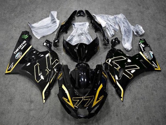 2017-2024 Suzuki GSXR1000 Motorcycle Fairings - Black Gold 77 Canada for Sale
