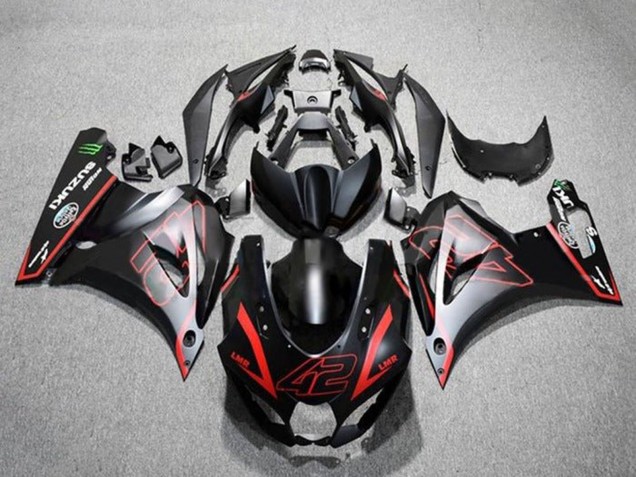 2017-2024 Suzuki GSXR1000 Motorcycle Fairings - Matte Black Red 42 Canada for Sale