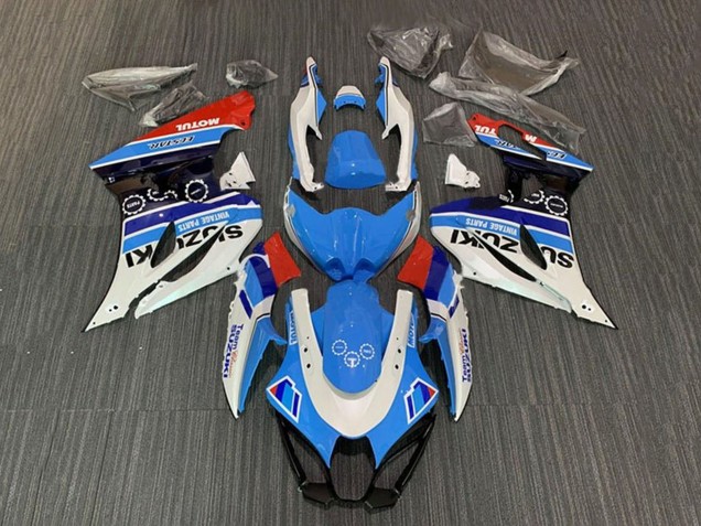 2017-2024 Suzuki GSXR1000 Motorcycle Fairings - White Blue Stripe Red Motul Canada for Sale