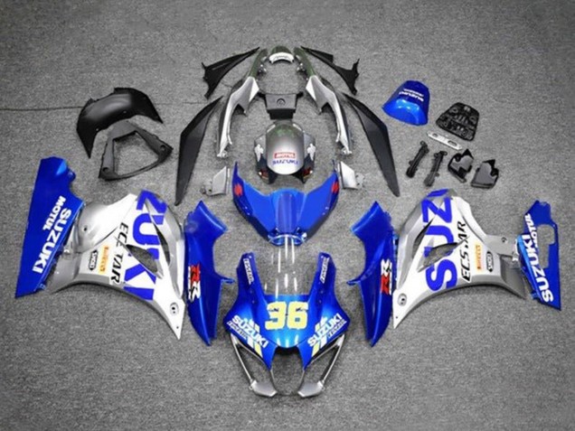 2017-2024 Suzuki GSXR1000 Motorcycle Fairings - Blue Silver Ecstar 36 Canada for Sale
