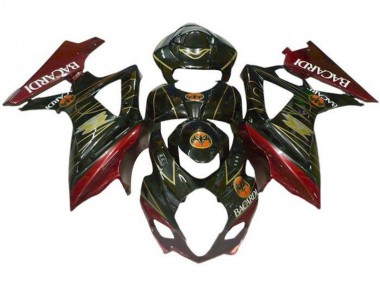 2007-2008 Suzuki GSXR 1000 Motorcycle Fairings - Black Red Gold BACARDI Canada for Sale