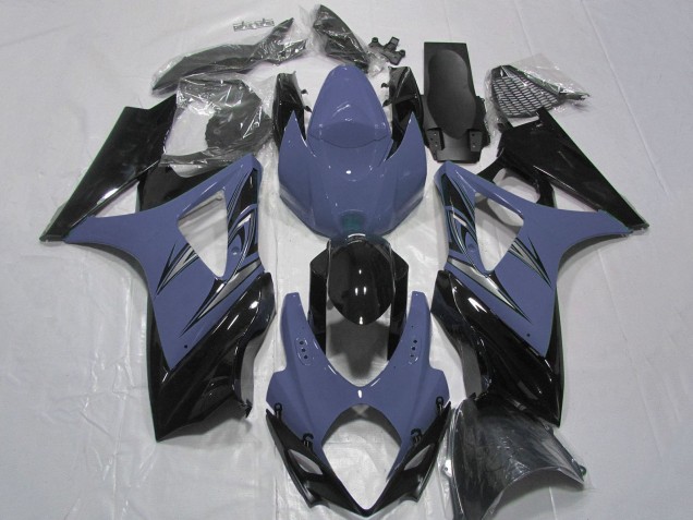 2007-2008 Suzuki GSXR 1000 Motorcycle Fairings - Silver Blue Glossy Black Canada for Sale