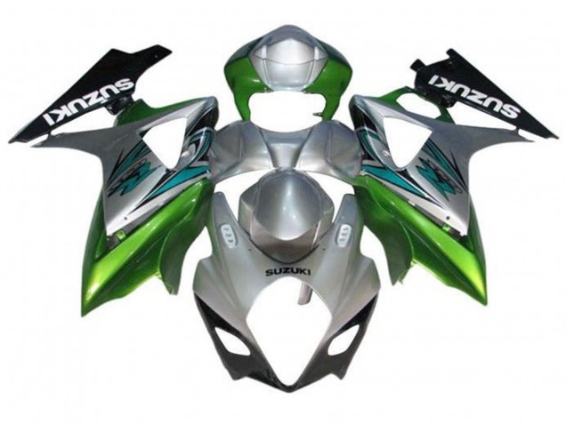 2007-2008 Suzuki GSXR 1000 Motorcycle Fairings - Silver Green Black Canada for Sale