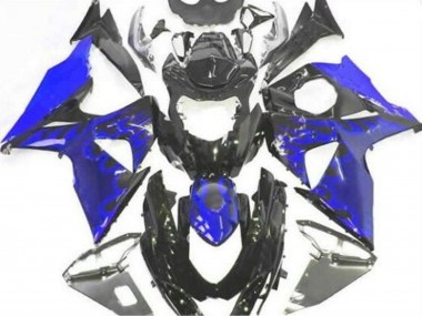 2009-2016 Suzuki GSXR 1000 Motorcycle Fairing - Glossy Black Blue Flame Canada for Sale