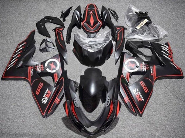 2009-2016 Suzuki GSXR 1000 Motorcycle Fairings - Matte Black Red Pinstripe Canada for Sale