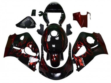 1996-2000 Suzuki GSXR 600 / GSXR 750 Motorcycle Fairings - Black Red Flame Canada for Sale