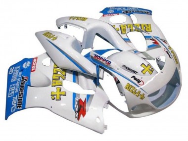 1996-2000 Suzuki GSXR 600 / GSXR 750 Motorcycle Fairings - White Blue Yellow Rizla Canada for Sale