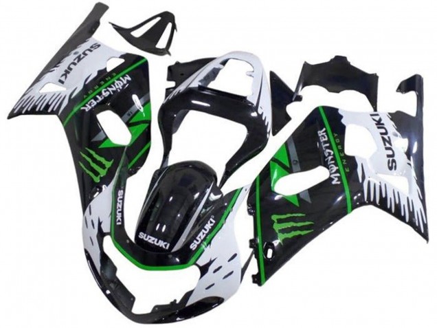 2001-2003 Suzuki GSXR 600 / GSXR 750 Motorcycle Fairings - White Black Green Monster Canada for Sale